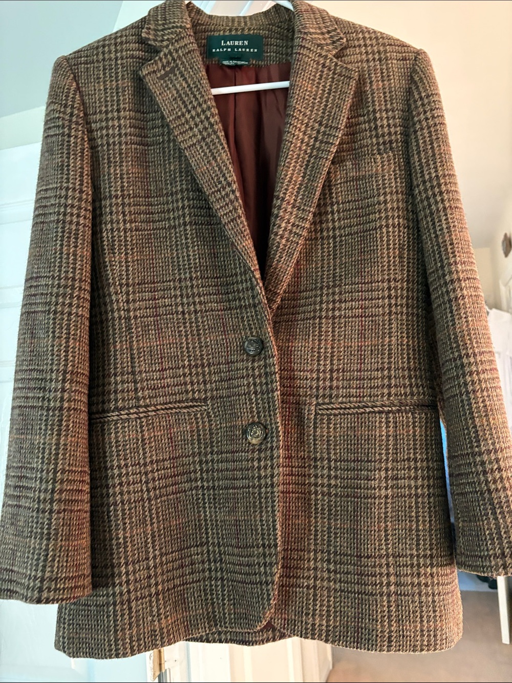 Lauren Ralph Lauren Brown Plaid Wool Blazer Jacket - Size 4